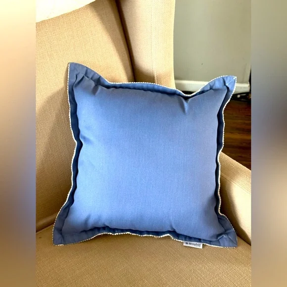 BROYHILL Geometric Blue and White Throw Pillow 18x18 - Picture 2 of 5